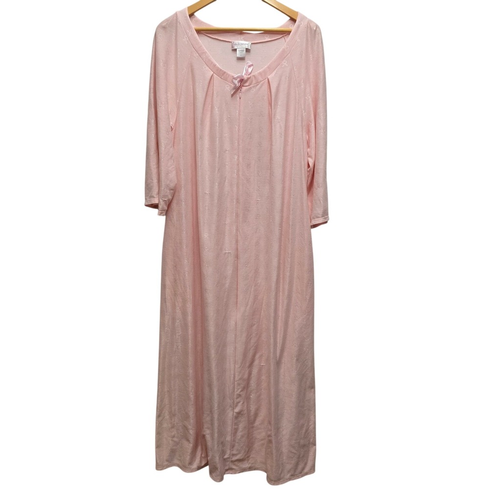 Shadowline Womens‎ Pink House Coat Robe Sz Large Breast Cancer Pockets Zipper
